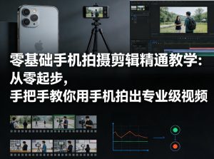 零基础手机拍摄剪辑精通教学:从零起步,手把手教你用手机拍出专业级视频-一起网赚吧