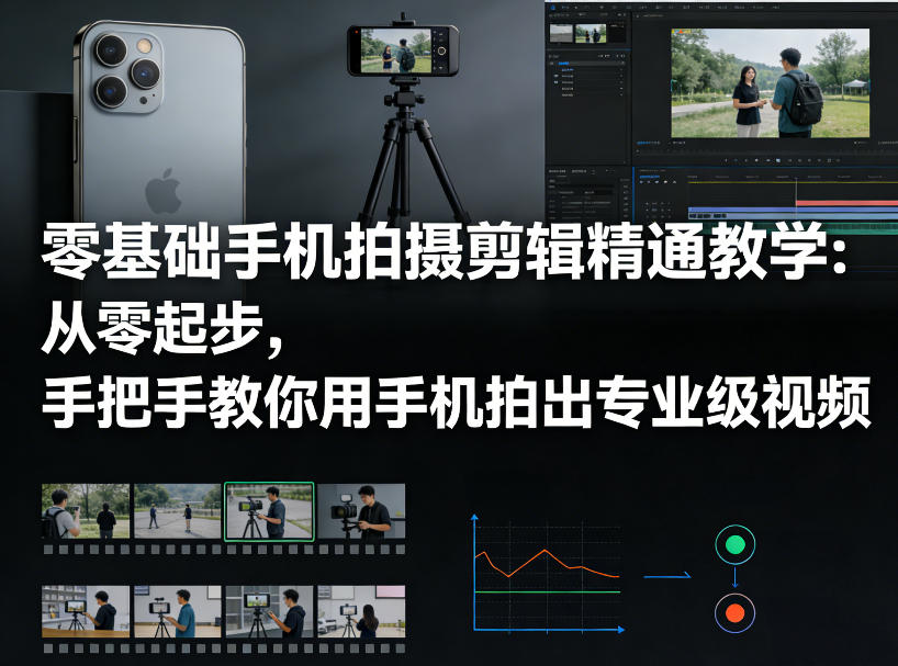 零基础手机拍摄剪辑精通教学：从零起步，手把手教你用手机拍出专业级视频-一起网赚吧