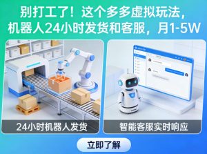 别打工了!这个多多虚拟玩法,机器人24小时发货和客服,月1-5W【揭秘】-一起网赚吧