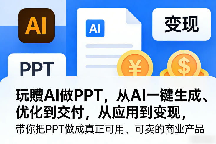 玩賺AI做PPT，从AI一键生成、优化到交付，从应用到变现，带你把PPT做成真正可用、可卖的商业产品（更新0401）-一起网赚吧