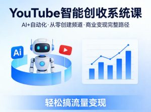 YouTube智能创收系统课，AI+自动化，从零创建YouTube频道并实现商业变现的完整路径，轻松搞流量变现-一起网赚吧