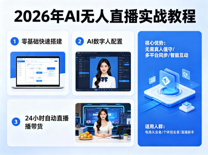 2026年AI无人直播实战教程，零基础也能快速搭建AI数字人无人直播间，实现24小时自动直播带货-一起网赚吧