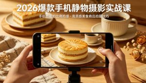 2026爆款手机静物摄影实战课,手机也能拍出商拍感,学会拍出高质感美食商品-一起网赚吧