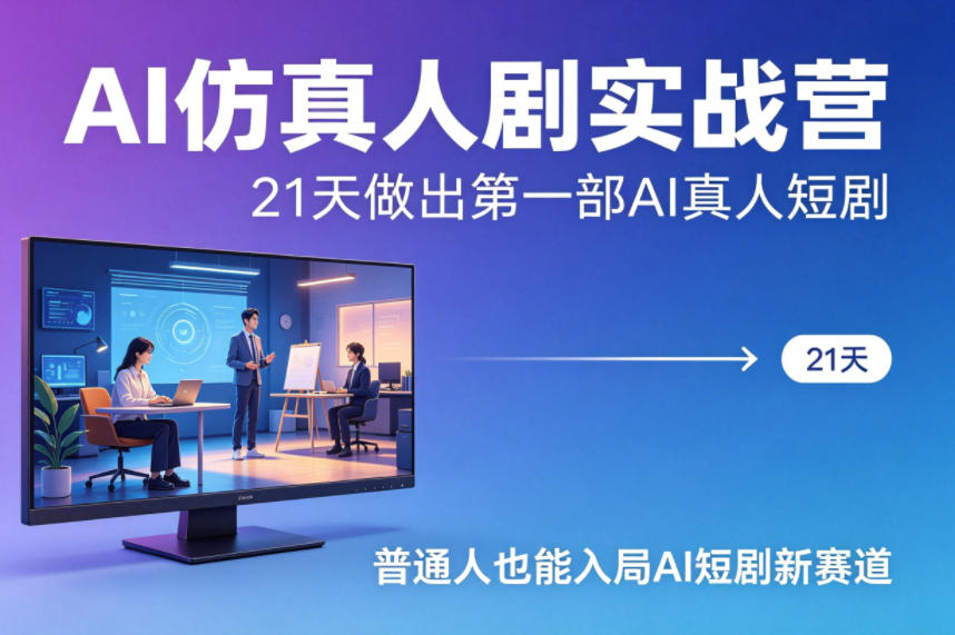 AI仿真人剧实战营，21天做出第一部AI真人短剧，普通人也能入局AI短剧新赛道-一起网赚吧