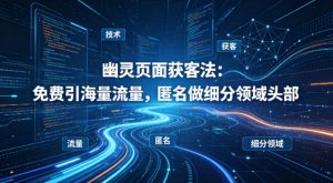 用懂技术！幽灵页面获客法：免费引海量流量，匿名做细分领域头部-一起网赚吧