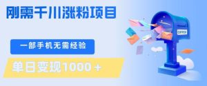 刚需千川涨粉项目，一部手机无需技术，单日变现1k+，当天做当天见收益【揭秘】-一起网赚吧