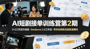 AI短剧接单训练营第2期，3+2工作流升级版，Seedance 2.0工作流，带你玩转新流程极速賺钱-一起网赚吧