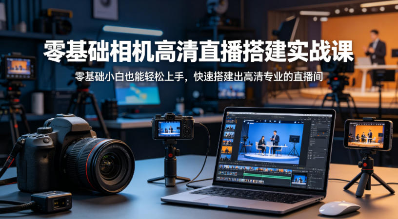 零基础相机高清直播间搭建实战课，小白也能轻松上手，快速搭建出高清专业的直播间-一起网赚吧
