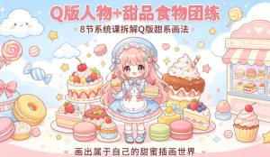 Q版人物+甜品食物团练,8节系统课拆解Q版甜系画法,画出属于自己的甜蜜插画世界-一起网赚吧