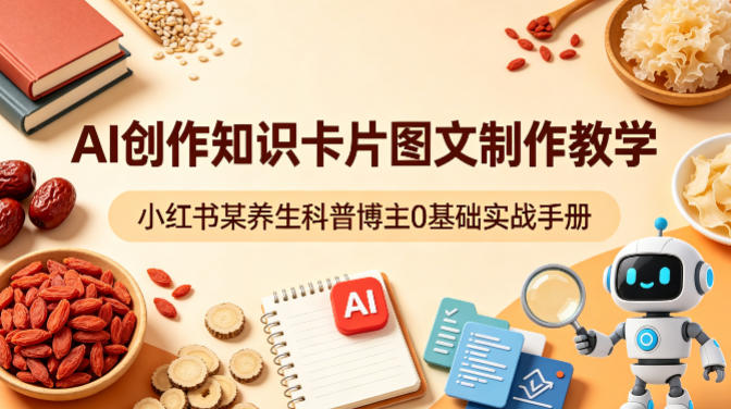 AI创作知识卡片图文制作教学，小红书某养生科普博主0基础实战手册-一起网赚吧