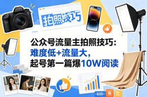 公众号流量主之拍照技巧赛道，难度低+流量大，起号第一篇就爆了10w阅读-一起网赚吧