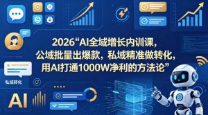 2026AI全域增长内训课，公域批量出爆款，私域精准做转化，用AI打通1000W净利的方法论（更新）-一起网赚吧