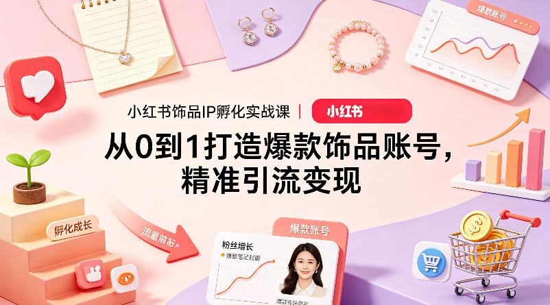 小红书饰品IP孵化实战课｜从0到1打造爆款饰品账号，精准引流变现-一起网赚吧