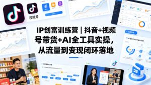 IP创富训练营｜抖音+视频号带货+AI全工具实操，从流量到变现闭环落地-一起网赚吧