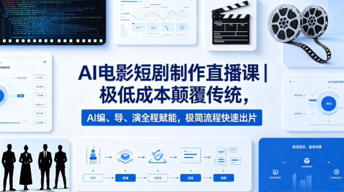 AI电影短剧制作直播课｜极低成本颠覆传统，AI编、导、演全程赋能，极简流程快速出片-一起网赚吧
