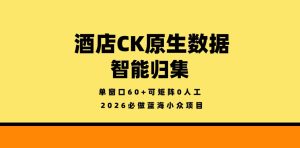 酒店CK原生数据智能归集，单窗口60+可矩阵0人工，2026必做蓝海小众项目【揭秘】-一起网赚吧