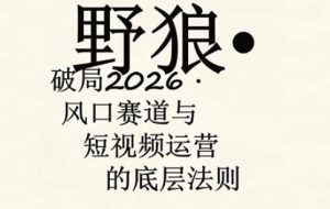 野狼团队·多平台实操运营课，覆盖AI口播、服装、好物、漫剪等热门玩法（更新4月）-一起网赚吧