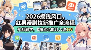2026搞钱风口，红果漫剧拉新推广全流程实战教学，0粉丝也能月入过1W-一起网赚吧