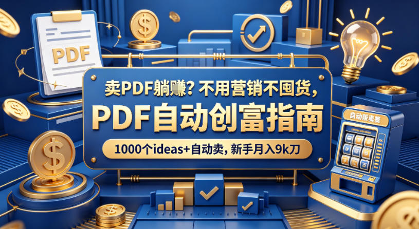 卖PDF躺賺？不用营销不囤货，PDF自动创富指南，1000个ideas+自动卖，新手月入9k刀【原创双语字幕】-一起网赚吧