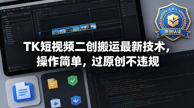 TK短视频二创搬运最新技术，操作简单，过原创不违规-一起网赚吧