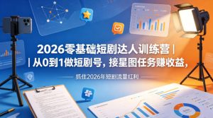 2026零基础短剧达人训练营｜从0到1做短剧号，接星图任务賺收益，抓住2026年短剧流量红利-一起网赚吧