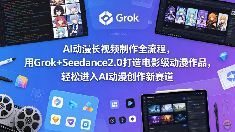 AI动漫长视频制作全流程，用Grok+Seedance2.0打造电影级动漫作品，轻松进入AI动漫创作新赛道-一起网赚吧