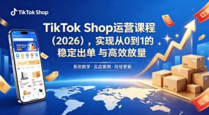 TikTok Shop运营课程（2026），实现从0到1的稳定出单与高效放量-一起网赚吧
