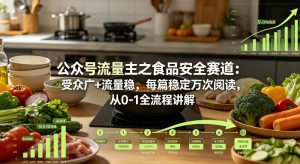 公众号流量主之食品安全赛道，受众广+流量稳，每篇作品稳定万次阅读，从0-1全流程讲解-一起网赚吧
