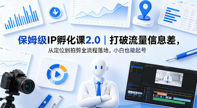 保姆级IP孵化课2.0｜打破流量信息差，从定位到拍剪全流程落地，小白也能起号-一起网赚吧