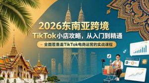 2026东南亚跨境TikTok小店攻略，从入门到精通、全面覆盖TikTok电商运营的实战课程（更新4月）-一起网赚吧