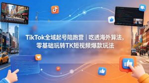 TikTok全域起号陪跑营｜吃透海外算法，零基础玩转TK短视频爆款玩法-一起网赚吧