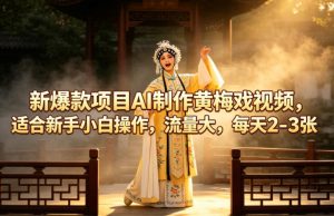 新爆款项目AI制作黄梅戏视频，适合新手小白操作，流量大，每天2-3张-一起网赚吧