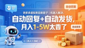 拼多多虚拟类目新路子｜机器人解决，自动回复+自动发货，月入1-5W太香了【揭秘】-一起网赚吧