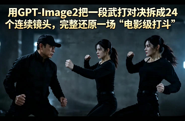 用GPT-Image2把一段武打对决拆成24个连续镜头，完整还原一场“电影级打斗”-一起网赚吧