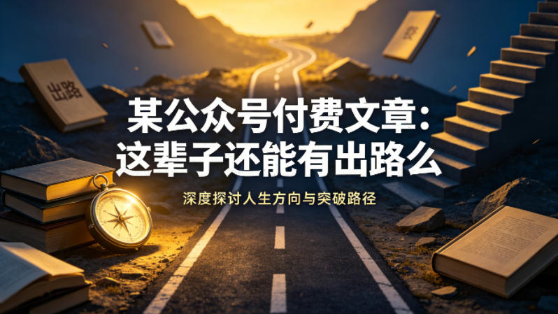 某公众号付费文章：这辈子还能有出路么-一起网赚吧