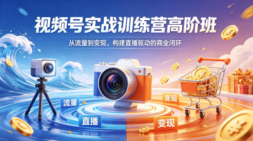 视频号实战训练营高阶班，从流量到变现，构建直播驱动的商业闭环（26年4月）-一起网赚吧