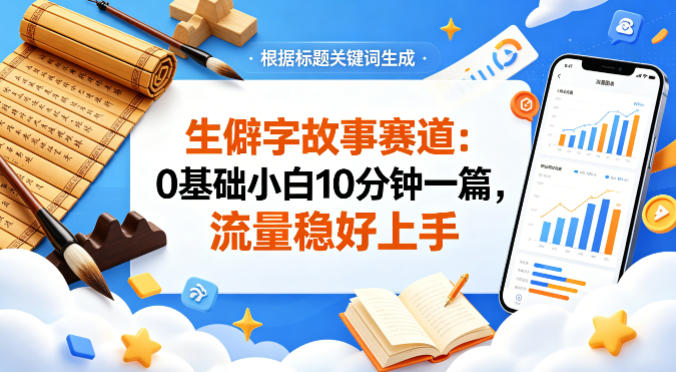 公众号流量主——生僻字故事赛道，流量稳，好上手，0基础小白也能10分钟一篇-一起网赚吧