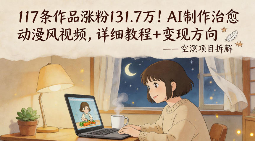 117条作品涨粉131.7W！AI制作治愈动漫风视频，详细教程+变现方向-一起网赚吧