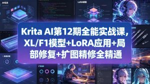 Krita AI第12期全能实战课，XL/F1模型+LoRA应用+局部修复+扩图精修全精通-一起网赚吧