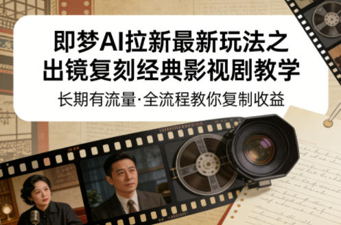 即梦AI拉新最新玩法之出镜复刻经典影视剧教学，长期有流量，全流程教你复制收益-一起网赚吧