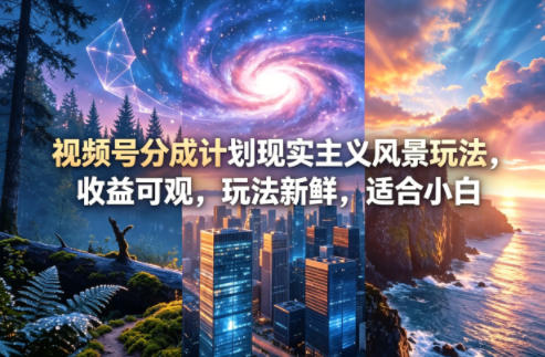 视频号分成计划现实主义风景玩法，收益可观，玩法新鲜，适合小白-一起网赚吧