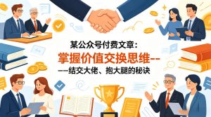 某公众号付费文章：掌握价值交换思维—-结交大佬、抱大腿的秘诀-一起网赚吧