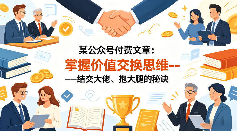 某公众号付费文章：掌握价值交换思维—-结交大佬、抱大腿的秘诀-一起网赚吧