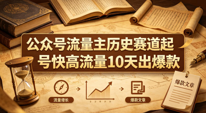 公众号流量主之历史赛道，起号快+高流量，10天就能出爆款！-一起网赚吧