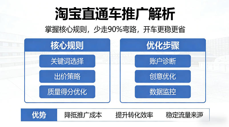 淘宝直通车推广解析，掌握核心规则，少走90%弯路，开车更稳更省-一起网赚吧