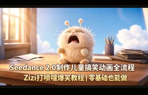 Seedance 2.0制作儿童搞笑动画全流程Zizi打喷嚏爆笑教程｜零基础也能做-一起网赚吧