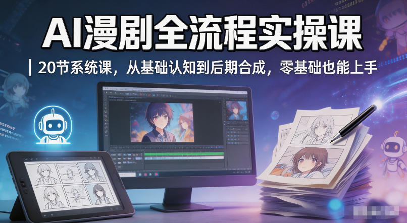 AI漫剧全流程实操课｜20节系统课，从基础认知到后期合成，零基础也能上手-一起网赚吧