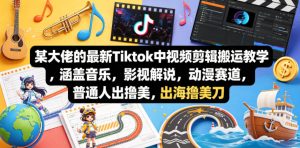 某大佬的最新Tiktok中视频剪辑搬运教学，涵盖音乐，影视解说，动漫赛道，普通人出海撸美刀-一起网赚吧