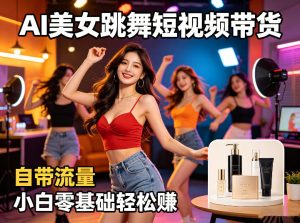 AI美女跳舞短视频带货：自带流量，小白零基础轻松賺，详细拆解-一起网赚吧