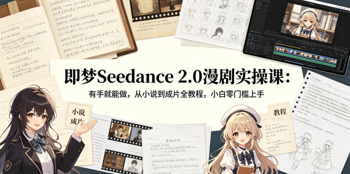即梦Seedance 2.0漫剧实操课：有手就能做，从小说到成片全教程，小白零门槛上手-一起网赚吧